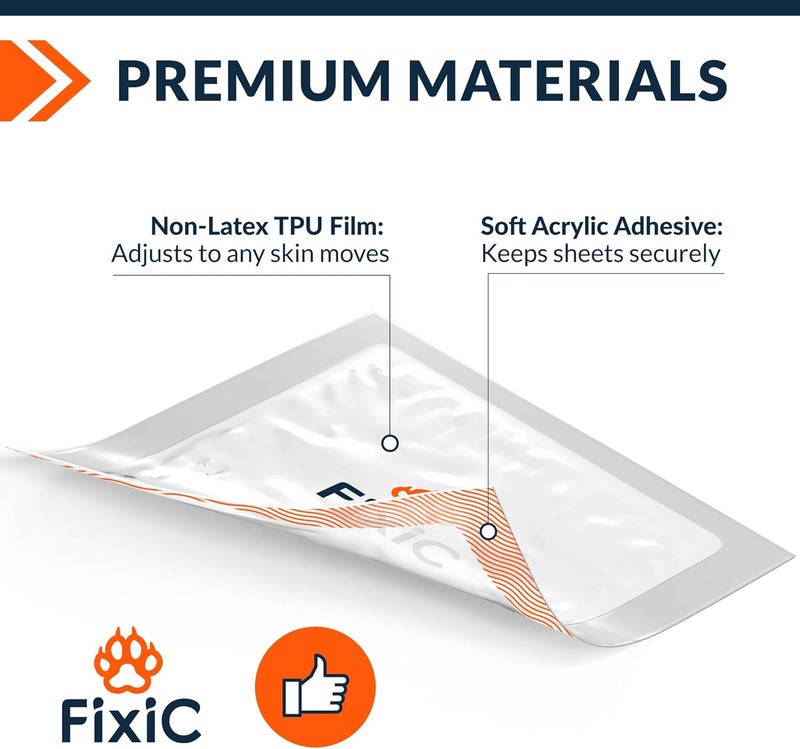 Fixic Transparent Film Dressing - 7 PCS Set, 10 x 12 in - Transparent Dressing to Cover Wounds - Waterproof Wound Cover for Showering - Premium Medical Tape - Image 4